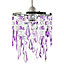 Modern Waterfall Design Pendant Shade with Clear/Purple Acrylic Drops and Beads