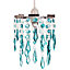 Modern Waterfall Design Pendant Shade with Clear/Teal Acrylic Drops and Beads