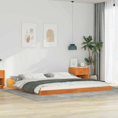 Modern Wax brown 200 x 220 cm Solid pine wood