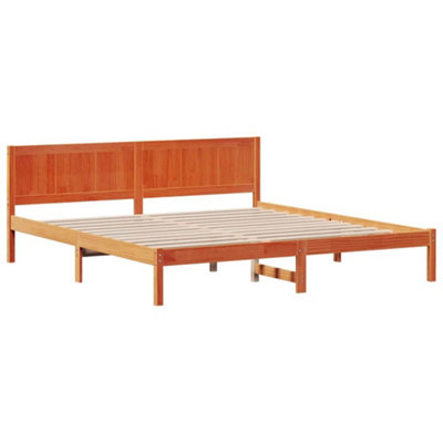 Modern Wax Brown Bed Frame Wax brown Solid wood 200 x 200 cm Durable