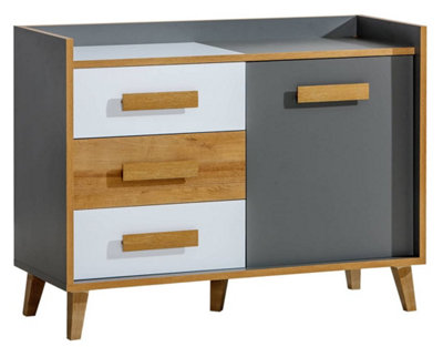 Modern Werso W6 Sideboard Cabinet - Anthracite & Oak, H895mm W1200mm D460mm