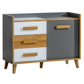 Modern Werso W6 Sideboard Cabinet - Anthracite & Oak, H895mm W1200mm D460mm