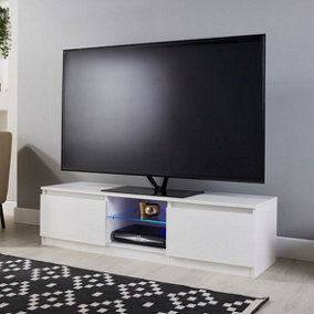 Modern White 140cm Matt Gloss TV Stand Cabinet Suitable for 40 49 50 55 65 Inch 4K LED Flat Screen TV's