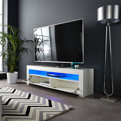 Modern White 155cm Matt Gloss TV Stand Cabinet Suitable for 40 49 50 55 65 Inch 4K LED Flat Screen TV's
