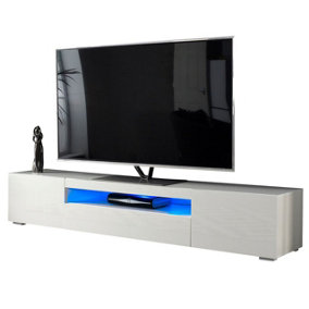 Modern White 200cm Matt Gloss TV Stand Cabinet Suitable for 55 - 80 Inch 4K LED Flat Screen TV's