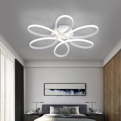 Modern White Acrylic Frame Circular Petal LED Ceiling Light Fixture Cool White 58cm