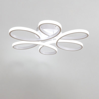 Modern White Acrylic Frame Circular Petal LED Ceiling Light Fixture Cool White 58cm