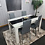 Modern White and Black Wood Dining Table With 4 Grey Chairs