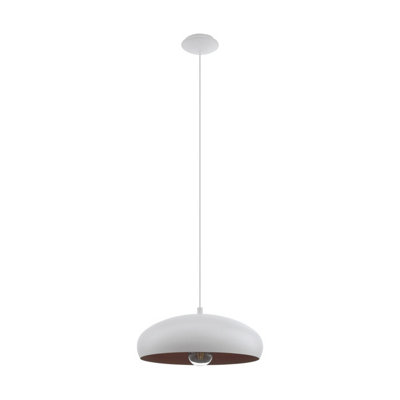 Modern White and Copper Pendant Ceiling Light with E27 Bulb Socket