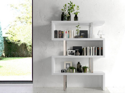 Modern White and Steel Shelving Unit for Stylish Home Organization