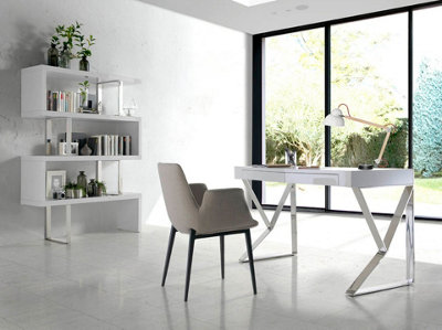 Modern White and Steel Shelving Unit for Stylish Home Organization