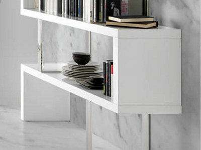 Modern White and Steel Shelving Unit for Stylish Home Organization