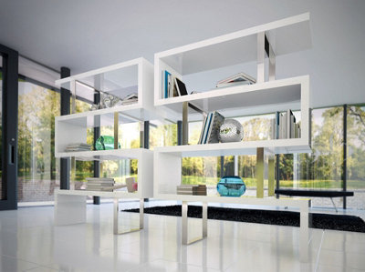 Modern White and Steel Shelving Unit for Stylish Home Organization