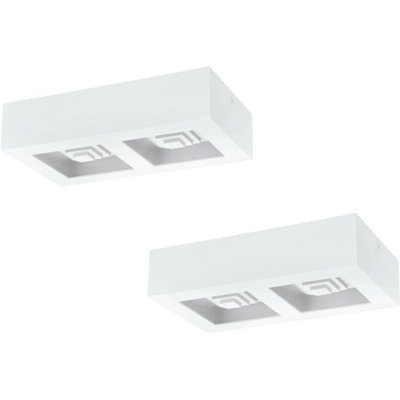 Modern White Box Lamp 2 Pack - Stylish Wall and Ceiling Light Fixture 255mm x 140mm 6.3W LED