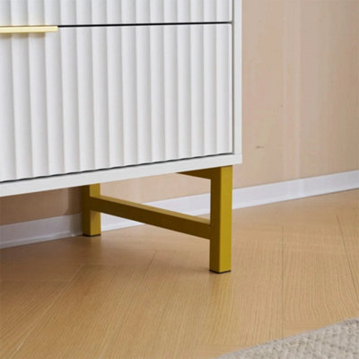 Modern White Chest of 5 Drawers with Gold Metal Legs and Handles, Stylish  Storage Dresser for