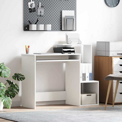 Modern White Computer Desk White Chipboard Standard Storage