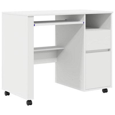 Modern White Computer Desk with Drawers White MDF, Particle board Standard
