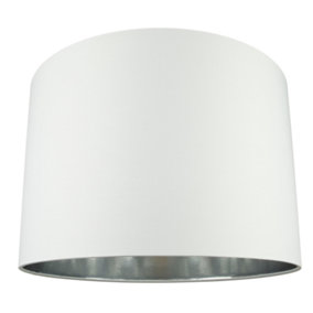 Modern White Cotton 16 Floor/Pendant Lamp Shade with Shiny Silver Inner