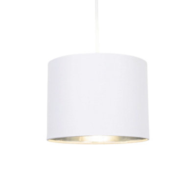 Modern White Cotton Fabric Small 8 Lamp Shade with Shiny Silver Inner