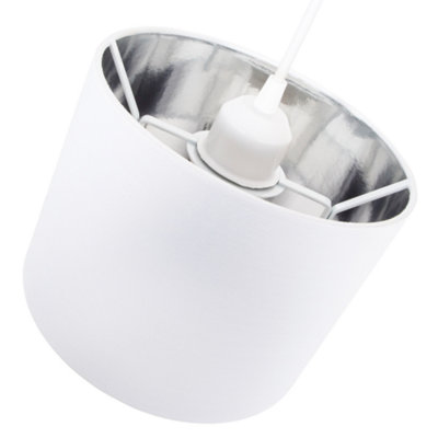 Modern White Cotton Fabric Small 8 Lamp Shade with Shiny Silver Inner
