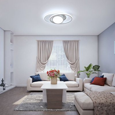 Modern White Double Ring 39W LED Ceiling Light, 6500K Cool White