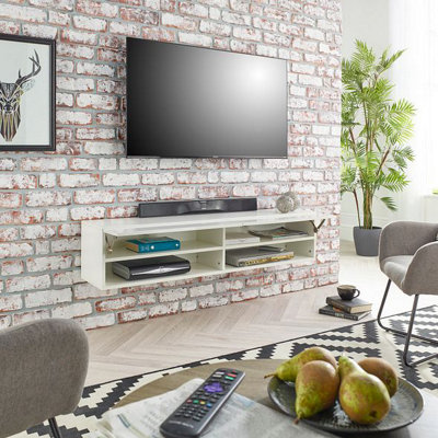 White gloss floating on sale entertainment center