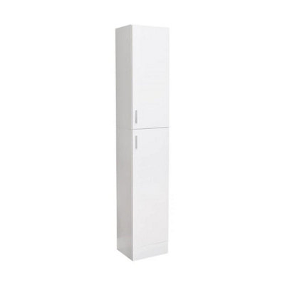 Modern White High Gloss Tall Bathroom Storage Cabinet