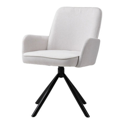 Modern White Linen Upholstered Swivel Chair
