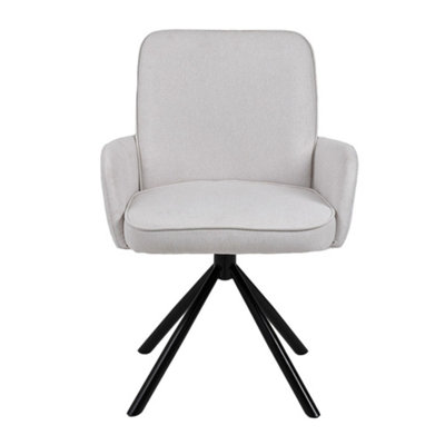 Modern White Linen Upholstered Swivel Chair