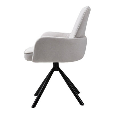Modern White Linen Upholstered Swivel Chair