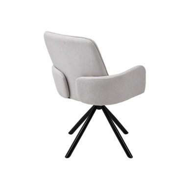Modern White Linen Upholstered Swivel Chair