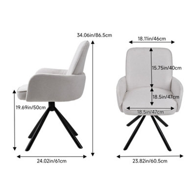 Modern White Linen Upholstered Swivel Chair