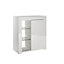 Modern White Matt Gloss Buffet Sideboard Cabinet with LED Lights and Glass Display Shelves Length- 75cm x Depth 35cm x Height 83cm