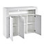 Modern White Matt Gloss Buffet Sideboard Cabinet with LED Lights-  Length 116cm x Depth 35cm x Height 93cm