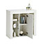 Modern White Matt Gloss Buffet Sideboard Cabinet with LED Lights- Length 90cm x Depth 35cm x Height 83cm