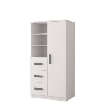 Modern White Sideboard H1600mm W800mm D400mm - Grey Handles for Contemporary Interiors