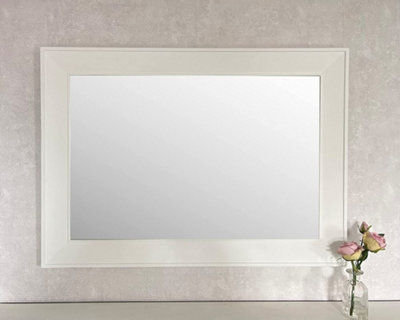 Modern White Wood Framed Wall Mirror - Extra Large