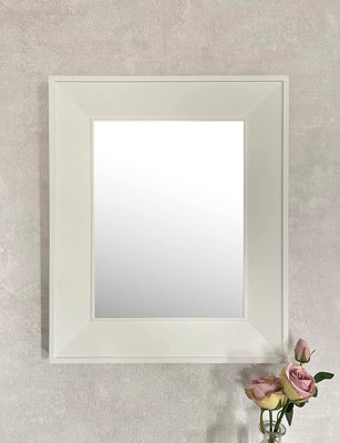 Modern White Wood Framed Wall Mirror - Small