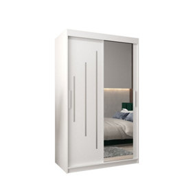 Modern White York II Sliding Door Wardrobe W1200mm H2000mm D620mm Mirrored Sleek Storage Solution