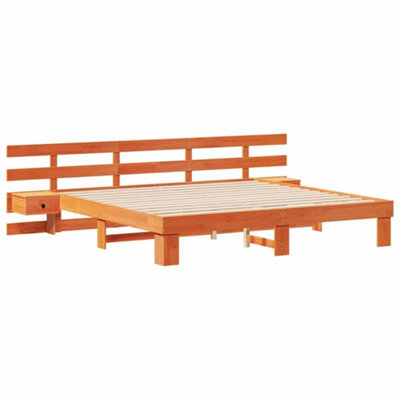 Modern with Drawer Brown 180 x 200 cm Solid wood