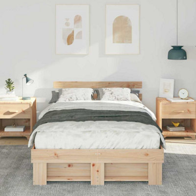 Modern with Headboard Brown 120 x 190 cm Solid pine wood