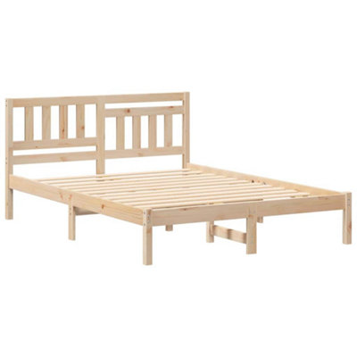 Modern with Headboard Brown 120 x 190 cm Solid pine wood