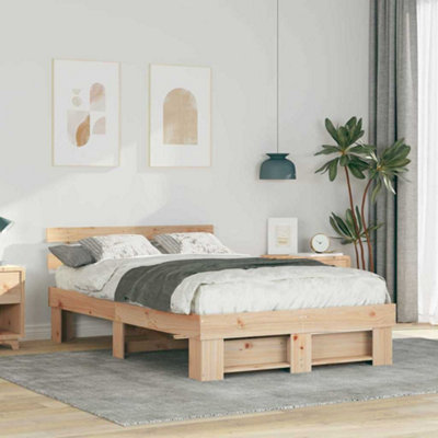 Modern with Headboard Brown 120 x 200 cm Solid pine wood