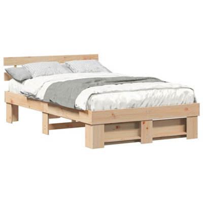 Modern with Headboard Brown 120 x 200 cm Solid pine wood