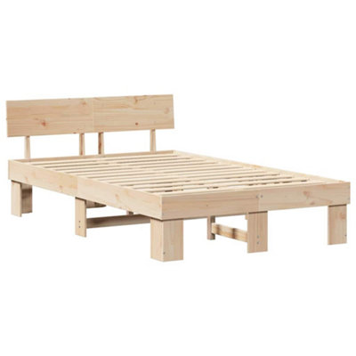 Modern with Headboard Brown 135 x 190 cm Solid pine wood