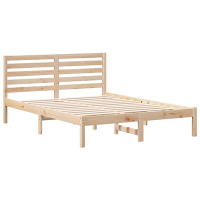 Modern with Headboard Brown 135 x 190 cm Solid pine wood