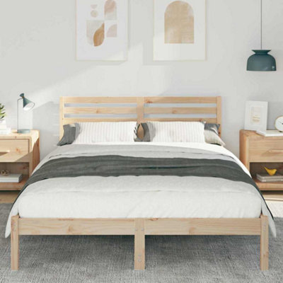 Modern with Headboard Brown 140 x 210 cm Solid pine wood