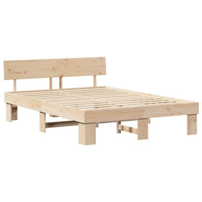 Modern with Headboard Brown 160 x 200 cm Solid pine wood