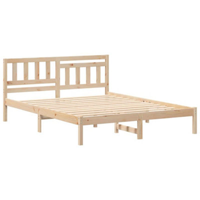 Modern with Headboard Brown 160 x 200 cm Solid pine wood