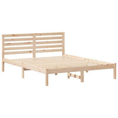 Modern with Headboard Brown 160 x 200 cm Solid pine wood